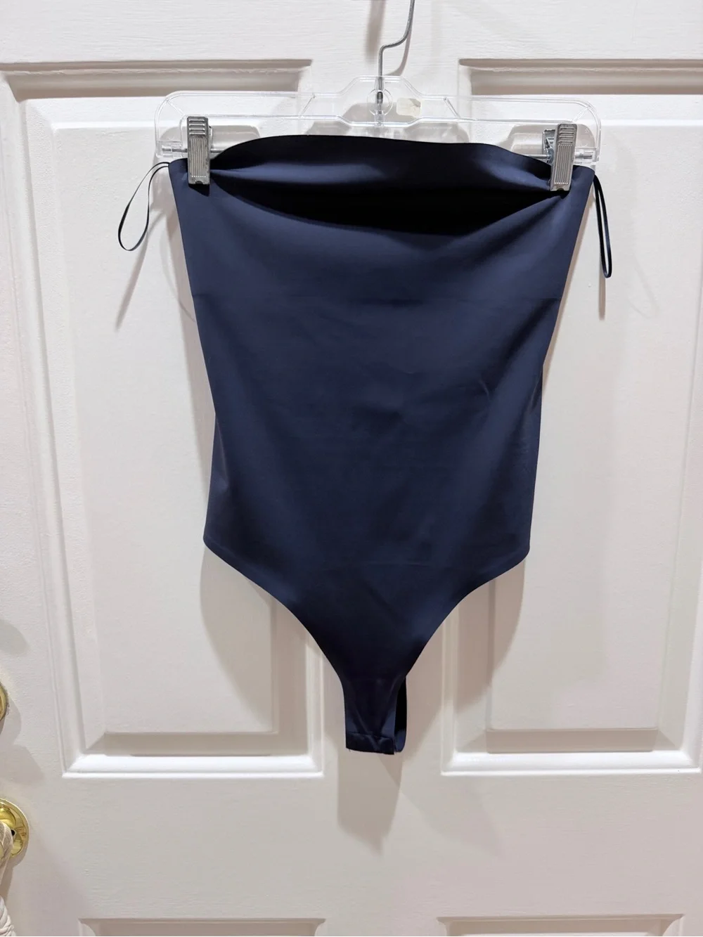 Zara Navy Strapless High-Cut One-Piece Bodysuit